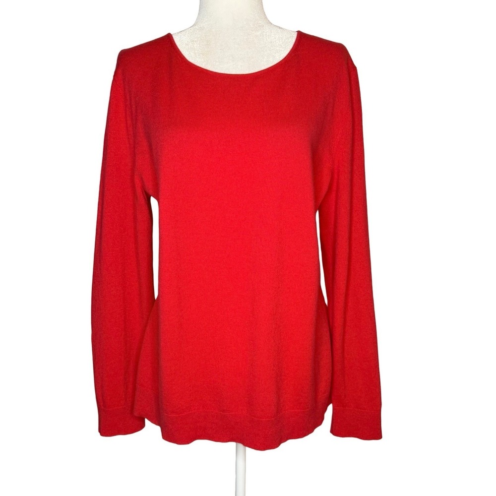 Lafayette 148 Sweater XXL Red Knit Wool Long Sleeve‎ Pullover Casual Cozy $539